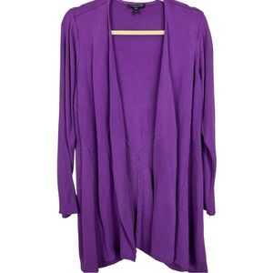 Eileen Fisher Silk Cotton Purple Open Knit Cardigan 3X